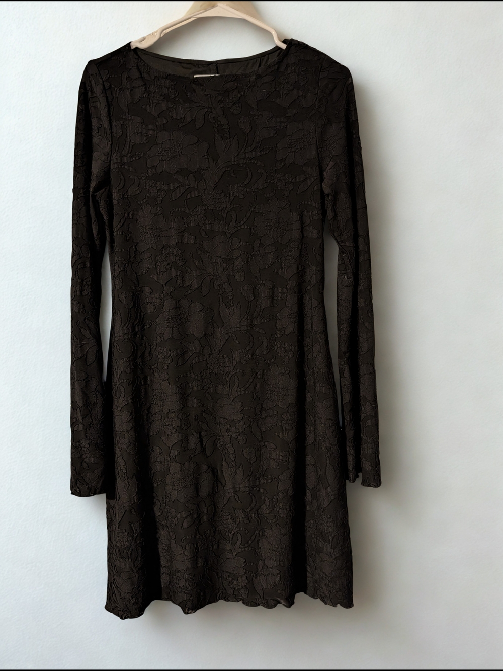 Long-Sleeve Black Lace A-Line Dress